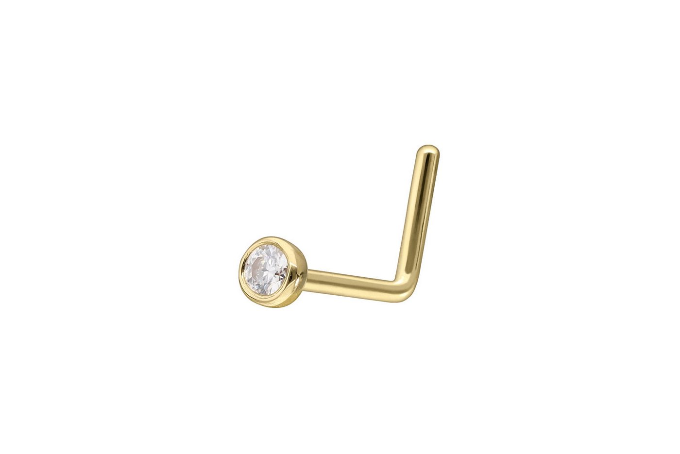 PIERCINGLINE Nasenpiercing 14/18 Karat Gold Nasenstecker L-Form EINGEFASSTER MOISSANIT (Nasenstecker, 1-tlg) von PIERCINGLINE