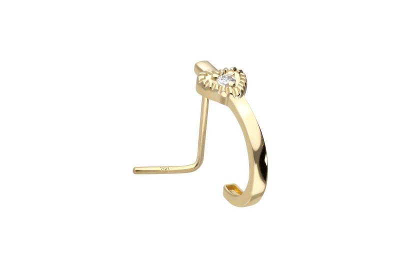 PIERCINGLINE Nasenpiercing 14/18 Karat Gold Nasenstecker MOISSANIT + HERZ (Nasenstecker, 1-tlg) von PIERCINGLINE