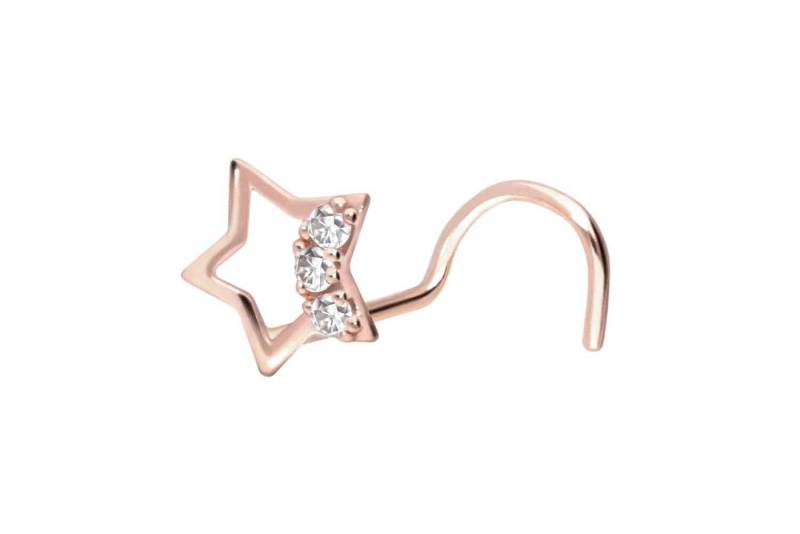 PIERCINGLINE Nasenpiercing 14/18 Karat Gold Nasenstecker Spirale STERN + 3 MOISSANITE (Nasenstecker, 1-tlg) von PIERCINGLINE