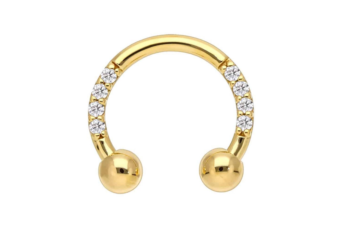 PIERCINGLINE Nasenpiercing 18 Karat Gold Hufeisenring EINGEFASSTE MOISSANITE (Hufeisen-Ringe, 1-tlg) von PIERCINGLINE