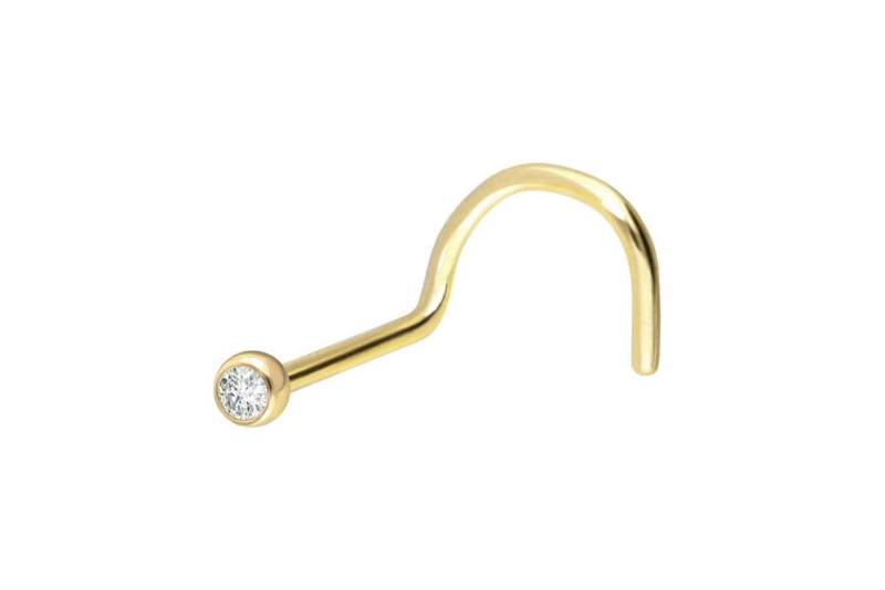 PIERCINGLINE Nasenpiercing 18 Karat Gold Nasenstecker Spirale DIAMANT (Nasenstecker, 1-tlg) von PIERCINGLINE