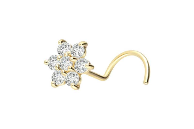 PIERCINGLINE Nasenpiercing 18 Karat Gold Nasenstecker Spirale DIAMANT-BLUME (Nasenstecker, 1-tlg) von PIERCINGLINE