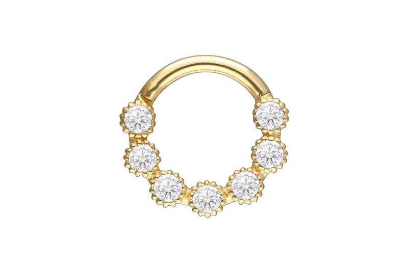 PIERCINGLINE Piercing-Set 18 Karat Gold Segmentring Clicker 7 MOISSANITE (Clicker / 1 Stk) von PIERCINGLINE