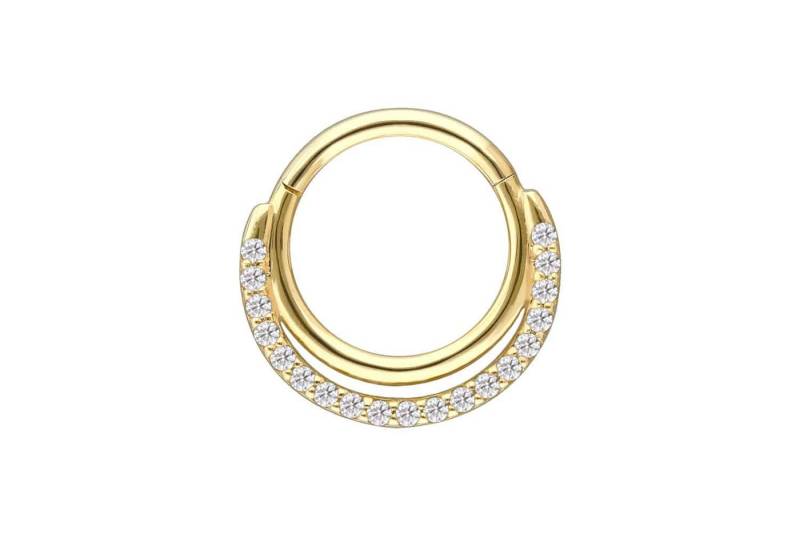 PIERCINGLINE Nasenpiercing 18 Karat Gold Segmentring Clicker EINGEFASSTE MOISSANITE + 2 RINGE (Clicker, 1-tlg), Ohrpiercing für Conch, Helix, Tragus, Daith, Lobe von PIERCINGLINE