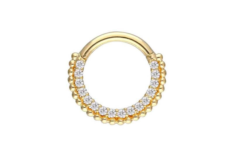 PIERCINGLINE Nasenpiercing 18 Karat Gold Segmentring Clicker EINGEFASSTE MOISSANITE + KUGELN (Clicker / 1 Stk) von PIERCINGLINE