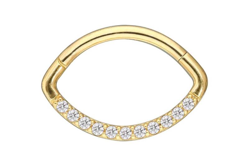 PIERCINGLINE Nasenpiercing 18 Karat Gold Segmentring Clicker EINGEFASSTE MOISSANITE + OVAL (Clicker / 1 Stk) von PIERCINGLINE