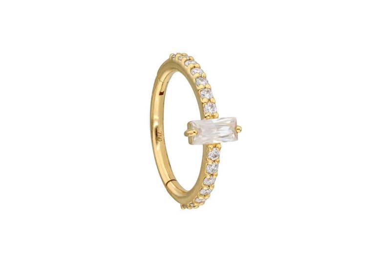 PIERCINGLINE Nasenpiercing 18 Karat Gold Segmentring Clicker MOISSANIT-RECHTECK + EINGEFASSTE (Clicker / 1 Stk) von PIERCINGLINE