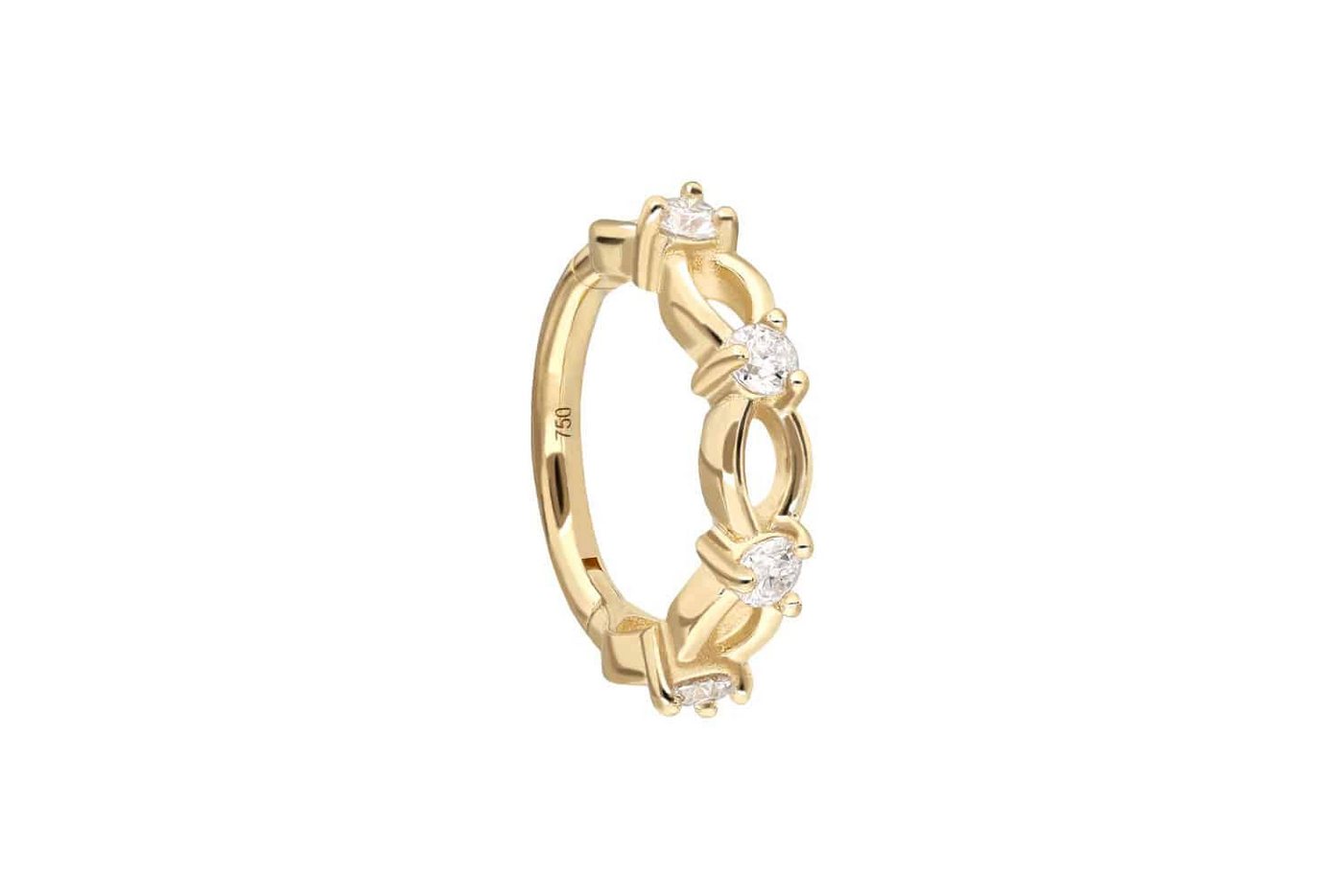 PIERCINGLINE Piercing-Set 18 Karat Gold Segmentring Clicker MOISSANITE + DOPPELT GEDREHT (Clicker / 1 Stk) von PIERCINGLINE