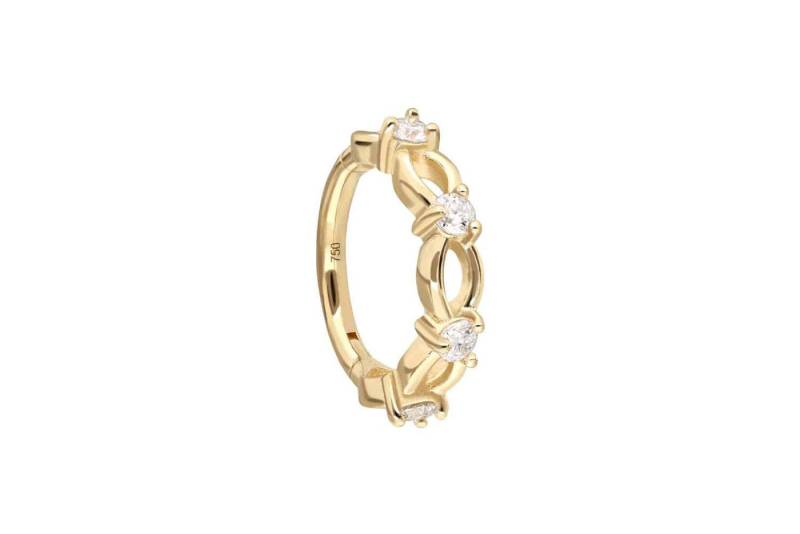 PIERCINGLINE Nasenpiercing 18 Karat Gold Segmentring Clicker MOISSANITE + DOPPELT GEDREHT (Clicker / 1 Stk) von PIERCINGLINE