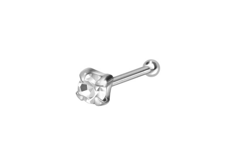 PIERCINGLINE Nasenpiercing 925er Silber Nasenstecker Pin EINGEFASSTER KRISTALL RUND (Nasenstecker, 1-tlg) von PIERCINGLINE