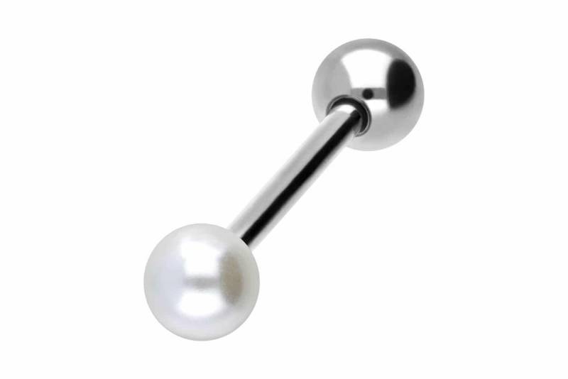 PIERCINGLINE Nasenpiercing Chirurgenstahl Barbell SYNTHETISCHE PERLE + CHIRURGENSTAHL-KUGEL (Barbells / 1 Stk) von PIERCINGLINE