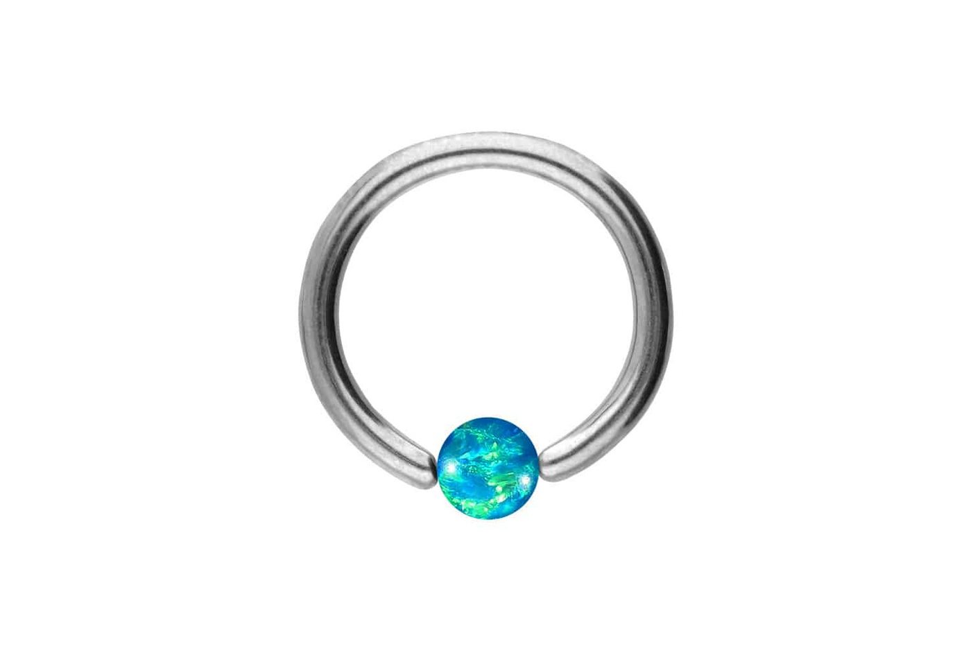 PIERCINGLINE Nasenpiercing Chirurgenstahl Klemmkugelring SYNTHETISCHER OPAL (Klemm-Ringe, 1-tlg) von PIERCINGLINE