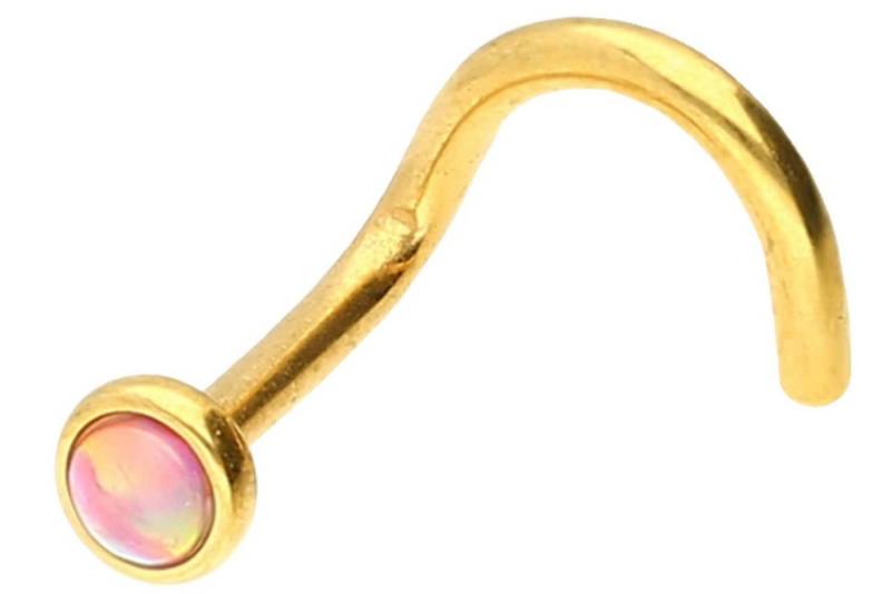 PIERCINGLINE Nasenpiercing Chirurgenstahl Nasenstecker Spirale DISC + SYNTHETISCHER OPAL (Nasenstecker / 1 Stk) von PIERCINGLINE
