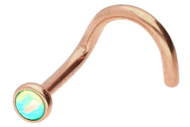 PIERCINGLINE Nasenpiercing Chirurgenstahl Nasenstecker Spirale DISC + SYNTHETISCHER OPAL (Nasenstecker / 1 Stk) von PIERCINGLINE