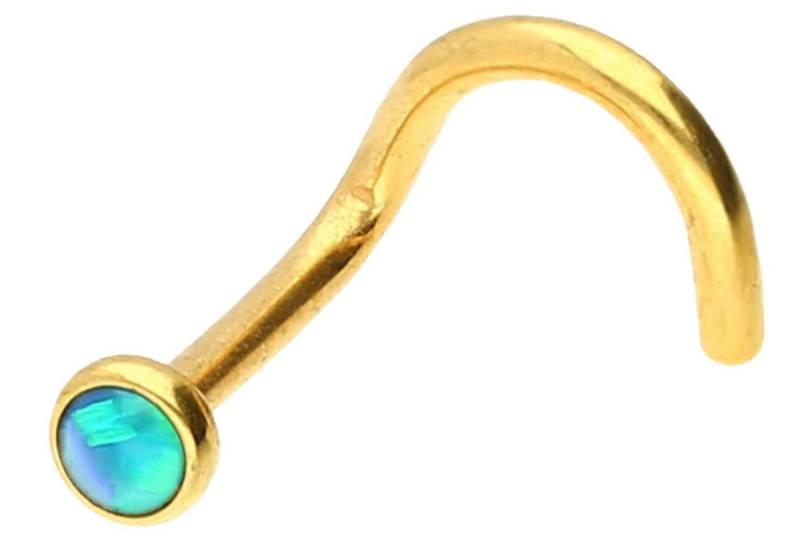 PIERCINGLINE Nasenpiercing Chirurgenstahl Nasenstecker Spirale DISC + SYNTHETISCHER OPAL (Nasenstecker / 1 Stk) von PIERCINGLINE