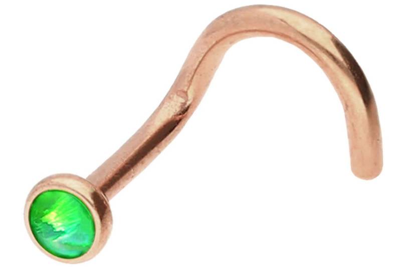 PIERCINGLINE Nasenpiercing Chirurgenstahl Nasenstecker Spirale DISC + SYNTHETISCHER OPAL (Nasenstecker / 1 Stk) von PIERCINGLINE