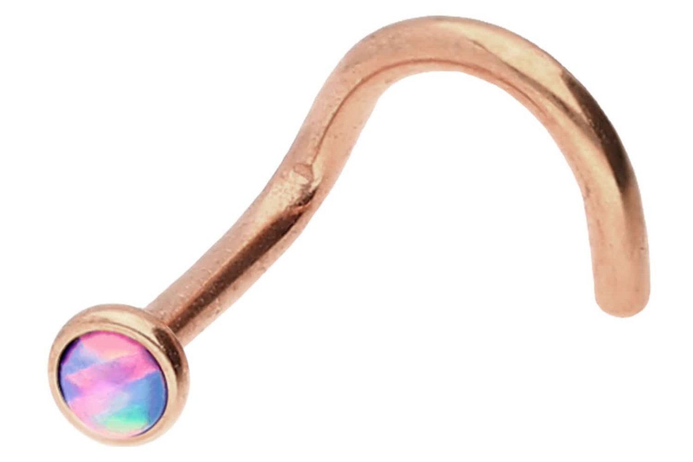 PIERCINGLINE Nasenpiercing Chirurgenstahl Nasenstecker Spirale DISC + SYNTHETISCHER OPAL (Nasenstecker / 1 Stk) von PIERCINGLINE