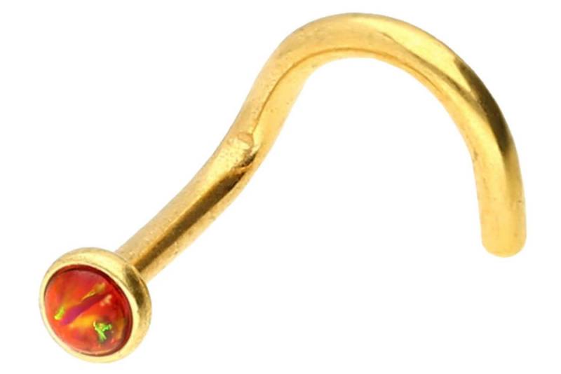 PIERCINGLINE Nasenpiercing Chirurgenstahl Nasenstecker Spirale DISC + SYNTHETISCHER OPAL (Nasenstecker / 1 Stk) von PIERCINGLINE