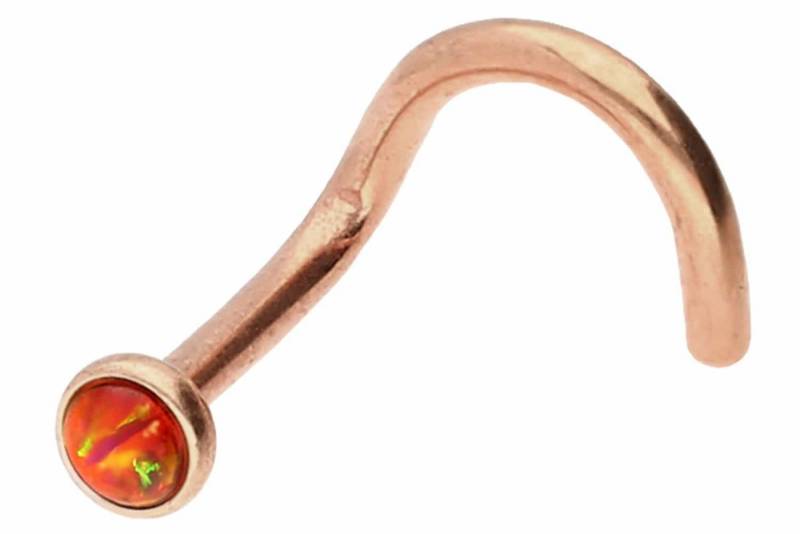 PIERCINGLINE Nasenpiercing Chirurgenstahl Nasenstecker Spirale DISC + SYNTHETISCHER OPAL (Nasenstecker / 1 Stk) von PIERCINGLINE