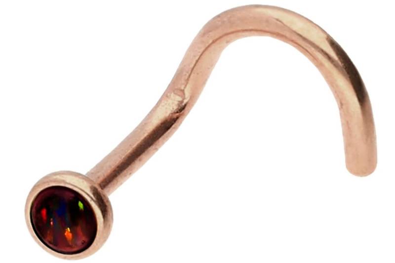 PIERCINGLINE Nasenpiercing Chirurgenstahl Nasenstecker Spirale DISC + SYNTHETISCHER OPAL (Nasenstecker / 1 Stk) von PIERCINGLINE