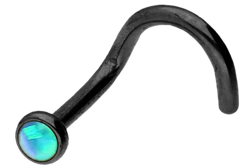 PIERCINGLINE Nasenpiercing Chirurgenstahl Nasenstecker Spirale DISC + SYNTHETISCHER OPAL (Nasenstecker / 1 Stk) von PIERCINGLINE