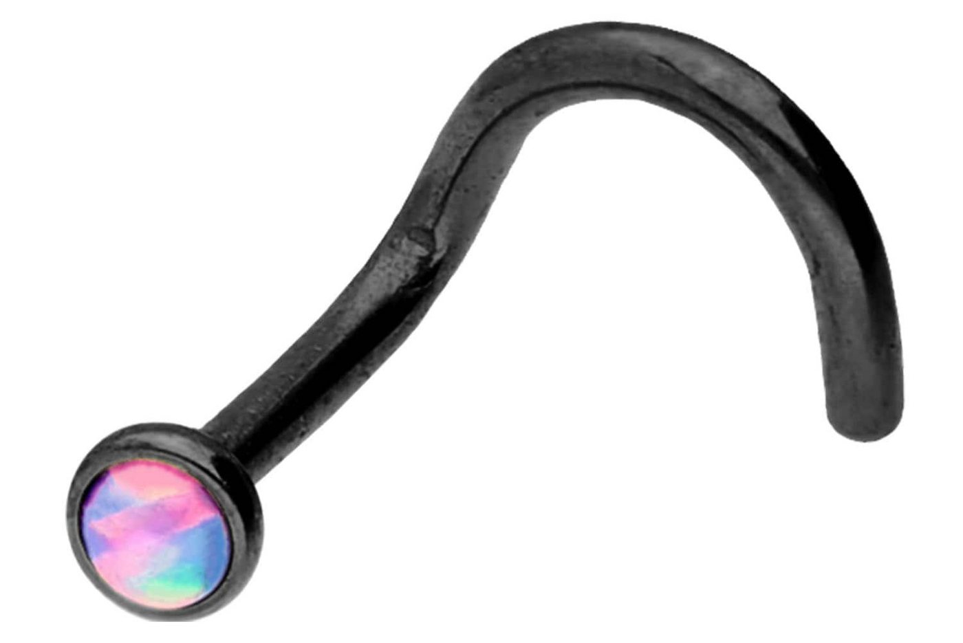 PIERCINGLINE Nasenpiercing Chirurgenstahl Nasenstecker Spirale DISC + SYNTHETISCHER OPAL (Nasenstecker / 1 Stk) von PIERCINGLINE