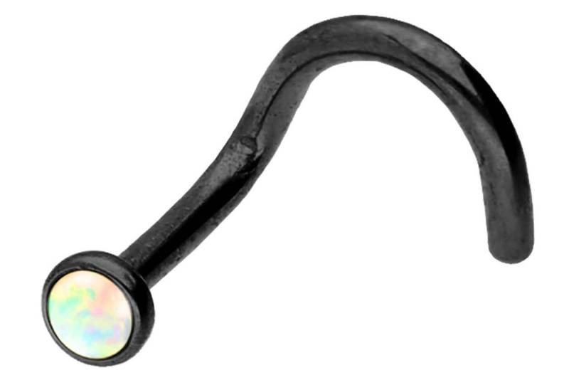 PIERCINGLINE Nasenpiercing Chirurgenstahl Nasenstecker Spirale DISC + SYNTHETISCHER OPAL (Nasenstecker / 1 Stk) von PIERCINGLINE