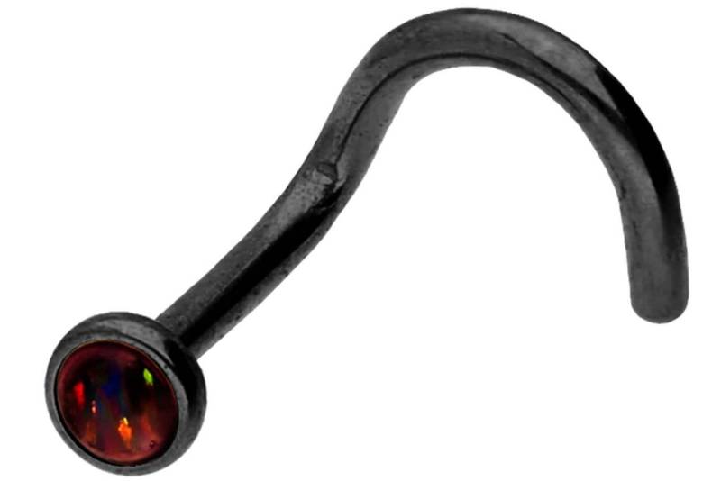 PIERCINGLINE Nasenpiercing Chirurgenstahl Nasenstecker Spirale DISC + SYNTHETISCHER OPAL (Nasenstecker / 1 Stk) von PIERCINGLINE