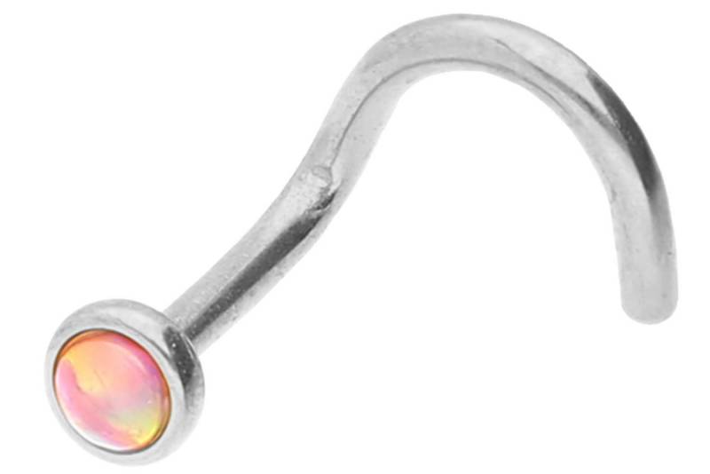 PIERCINGLINE Nasenpiercing Chirurgenstahl Nasenstecker Spirale DISC + SYNTHETISCHER OPAL (Nasenstecker, 1-tlg) von PIERCINGLINE