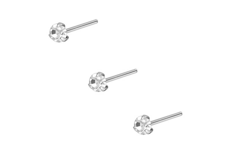 PIERCINGLINE Nasenpiercing SET 925er Silber Nasenstecker RUNDER KRISTALL - biegbar (Nasenstecker, 3er SET1) von PIERCINGLINE