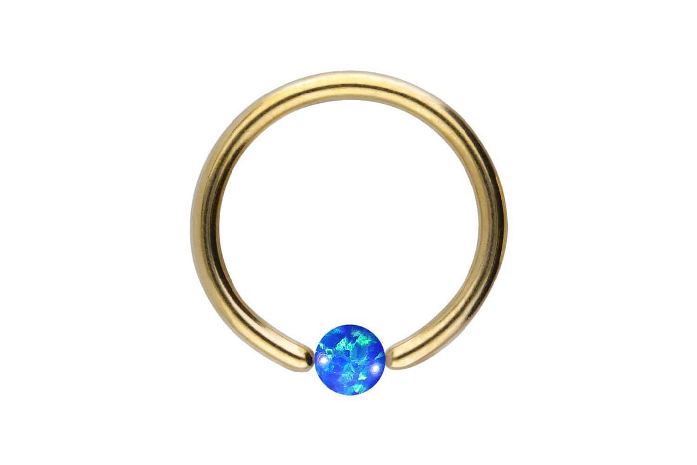 PIERCINGLINE Nasenpiercing Titan Klemmkugelring SYNTHETISCHER OPAL (Klemm-Ringe, 1-tlg) von PIERCINGLINE