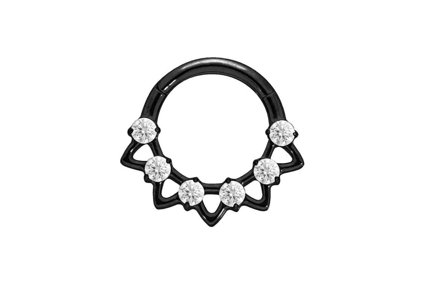 PIERCINGLINE Nasenpiercing Titan Segmentring Clicker KRISTALLE + SPITZEN Ohrpiercing Septum Nase (Clicker, 1-tlg), Ohrpiercing für Conch, Helix, Tragus, Daith, Lobe von PIERCINGLINE