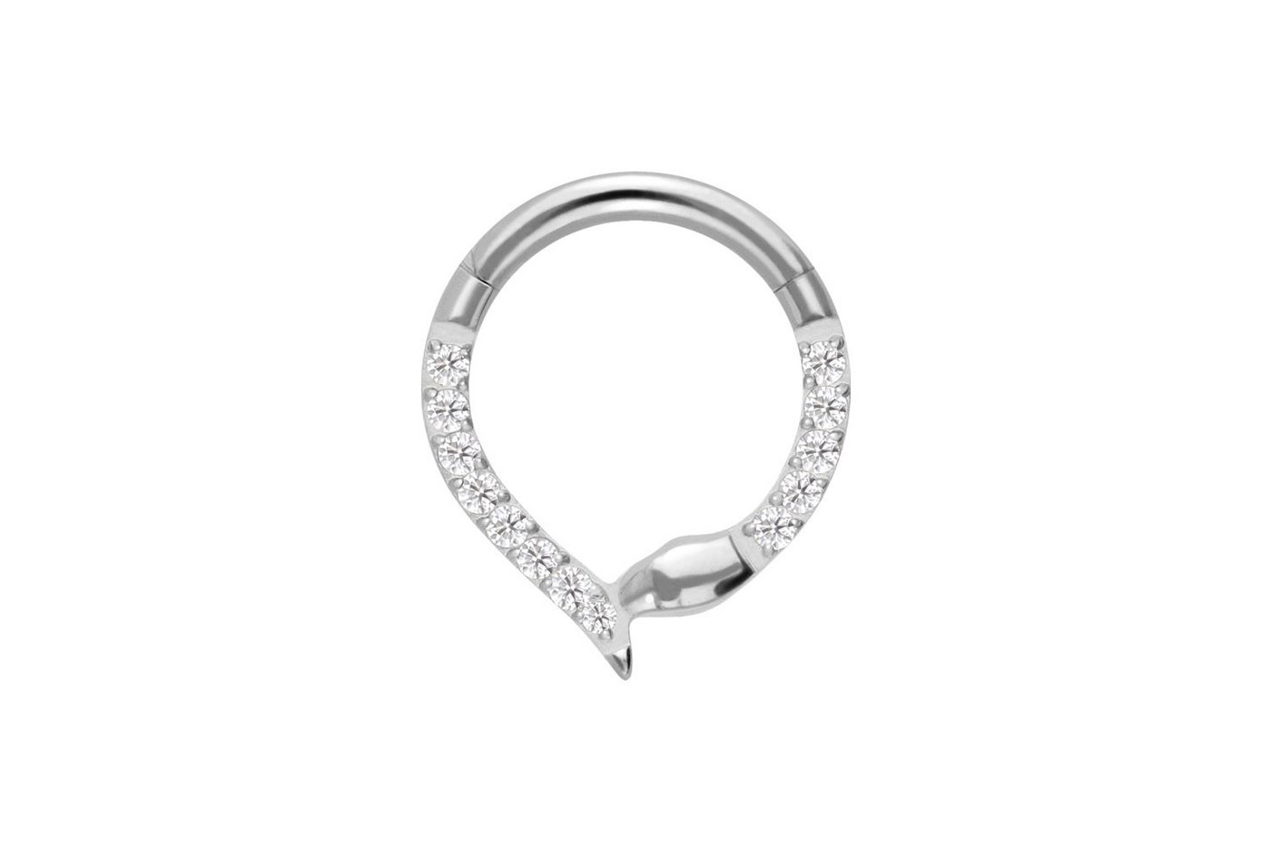 PIERCINGLINE Nasenpiercing Titan Segmentring Clicker KRISTALLSCHLANGE Ohrpiercing Septum Nase (Clicker, 1-tlg), Ohrpiercing für Conch, Helix, Tragus, Daith, Lobe von PIERCINGLINE