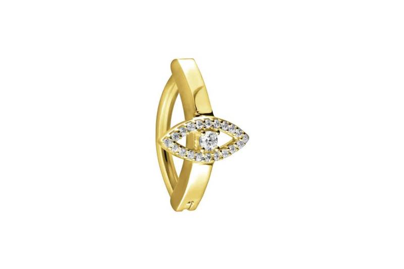 PIERCINGLINE Piercing-Set 18 Karat Gold Bauchnabelclicker BOGEN + KRISTALLAUGE (Clicker / 1 Stk) von PIERCINGLINE