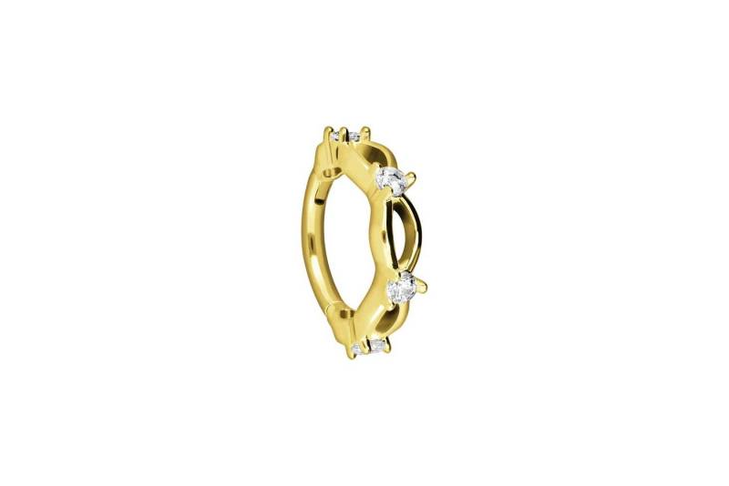 PIERCINGLINE Piercing-Set 18 Karat Gold Segmentring Clicker DOPPELT GEDREHT + KRISTALLE (Clicker / 1 Stk) von PIERCINGLINE