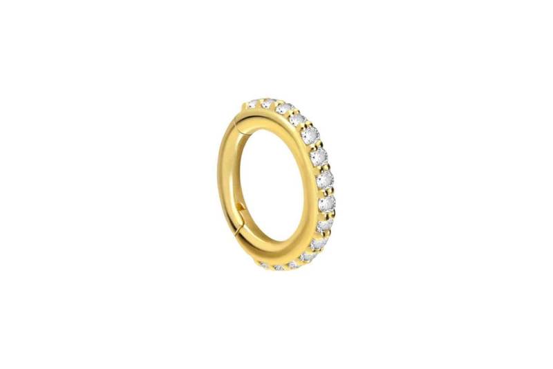 PIERCINGLINE Piercing-Set 18 Karat Gold Segmentring Clicker EINGEFASSTE DIAMANTEN (Clicker / 1 Stk) von PIERCINGLINE