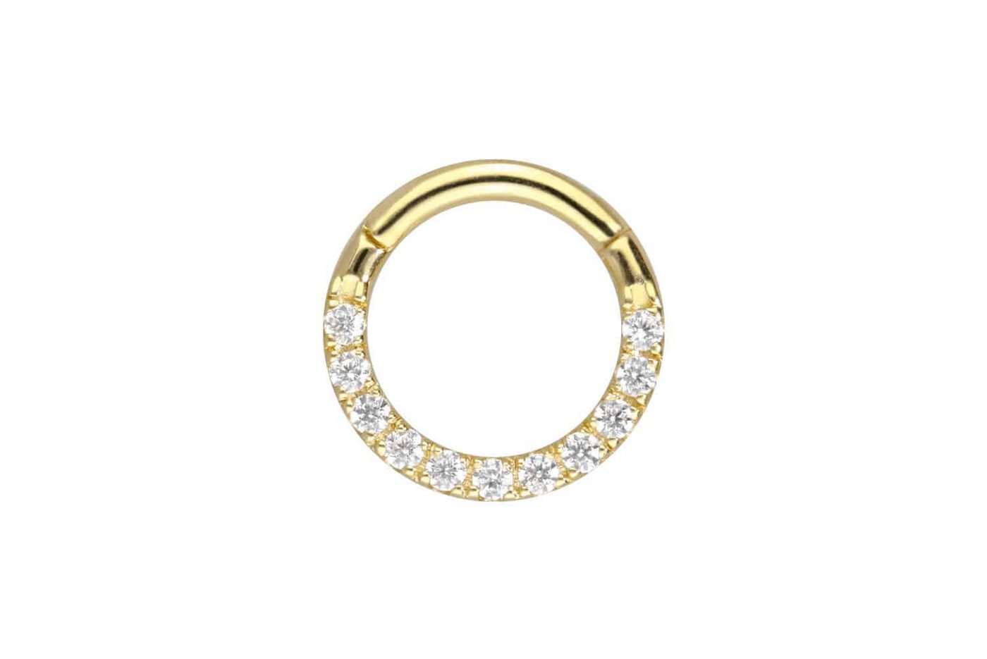 PIERCINGLINE Piercing-Set 18 Karat Gold Segmentring Clicker EINGEFASSTE KRISTALLE (Clicker) von PIERCINGLINE
