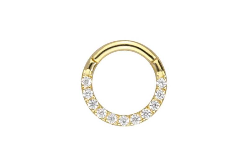 PIERCINGLINE Piercing-Set 18 Karat Gold Segmentring Clicker EINGEFASSTE KRISTALLE (Clicker) von PIERCINGLINE