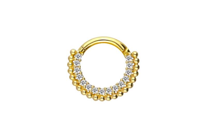 PIERCINGLINE Piercing-Set 18 Karat Gold Segmentring Clicker EINGEFASSTE KRISTALLE + KUGELN (Clicker / 1 Stk) von PIERCINGLINE