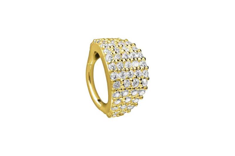 PIERCINGLINE Piercing-Set 18 Karat Gold Segmentring Clicker EINGEFASSTES KRISTALLSCHILD (Clicker / 1 Stk) von PIERCINGLINE