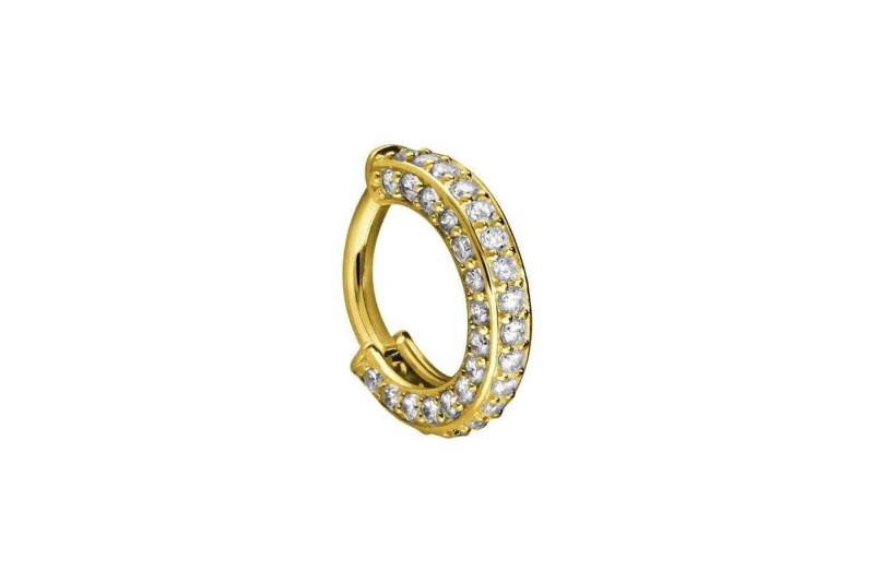 PIERCINGLINE Piercing-Set 18 Karat Gold Segmentring Clicker KRISTALLRAND (Clicker / 1 Stk) von PIERCINGLINE