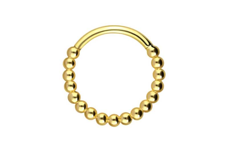 PIERCINGLINE Piercing-Set 18 Karat Gold Segmentring Clicker KUGELN (Clicker / 1 Stk) von PIERCINGLINE