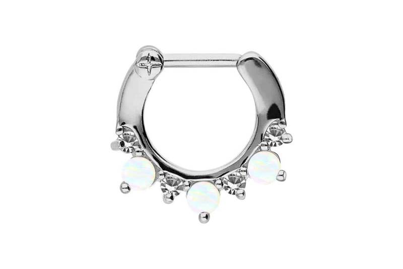 PIERCINGLINE Piercing-Set Chirurgenstahl Clicker 4 KRISTALLE + 3 SYNTHETISCHE OPALE (Clicker / 1 Stk) von PIERCINGLINE