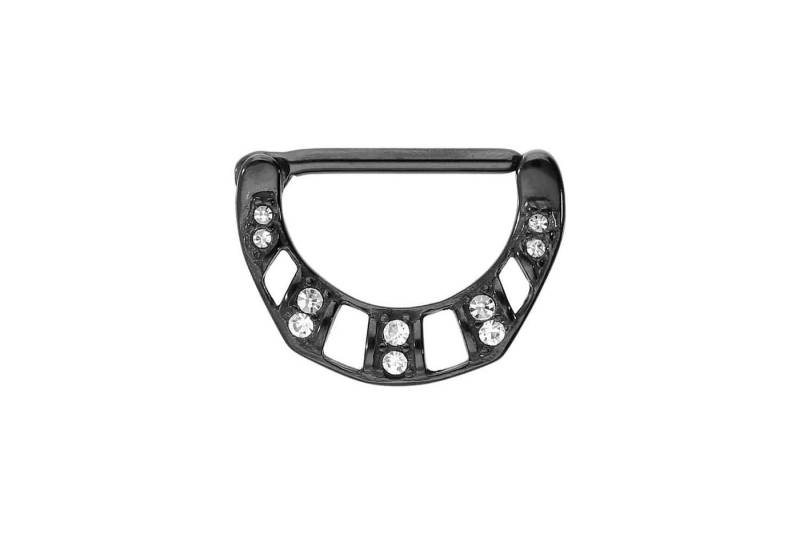 PIERCINGLINE Nasenpiercing Chirurgenstahl Nippelpiercing Clicker 10 KRISTALLE (Clicker / 1 Stk) von PIERCINGLINE