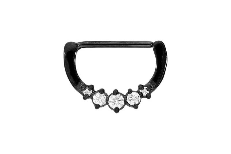 PIERCINGLINE Piercing-Set Chirurgenstahl Nippelpiercing Clicker 5 KRISTALLE (Clicker / 1 Stk) von PIERCINGLINE