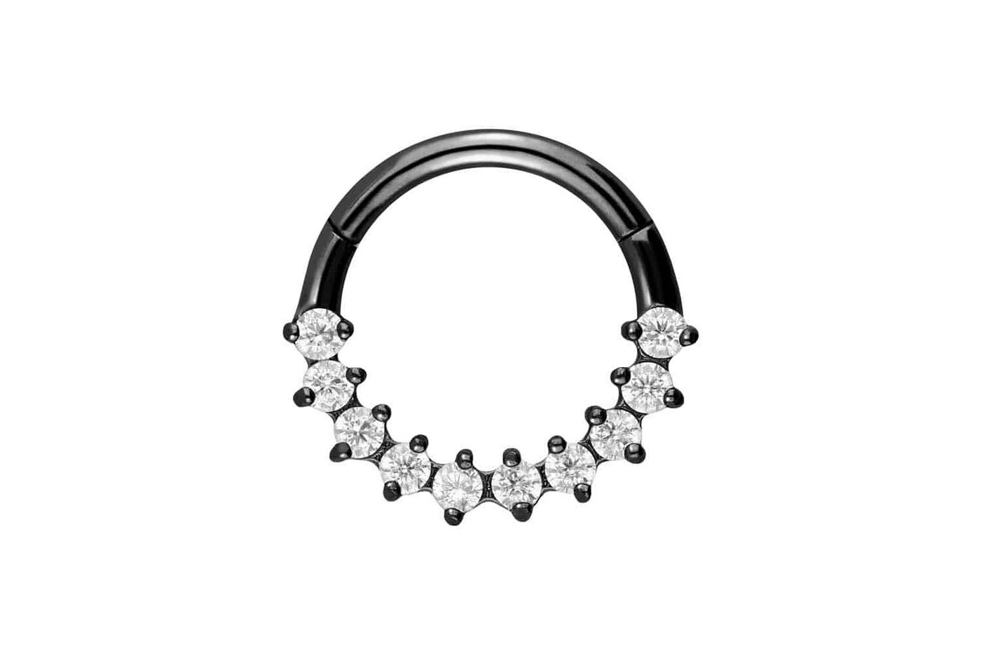 PIERCINGLINE Nasenpiercing Chirurgenstahl Segmentring Clicker 10 EINGEFASSTE KRISTALLE (Clicker / 1 Stk) von PIERCINGLINE