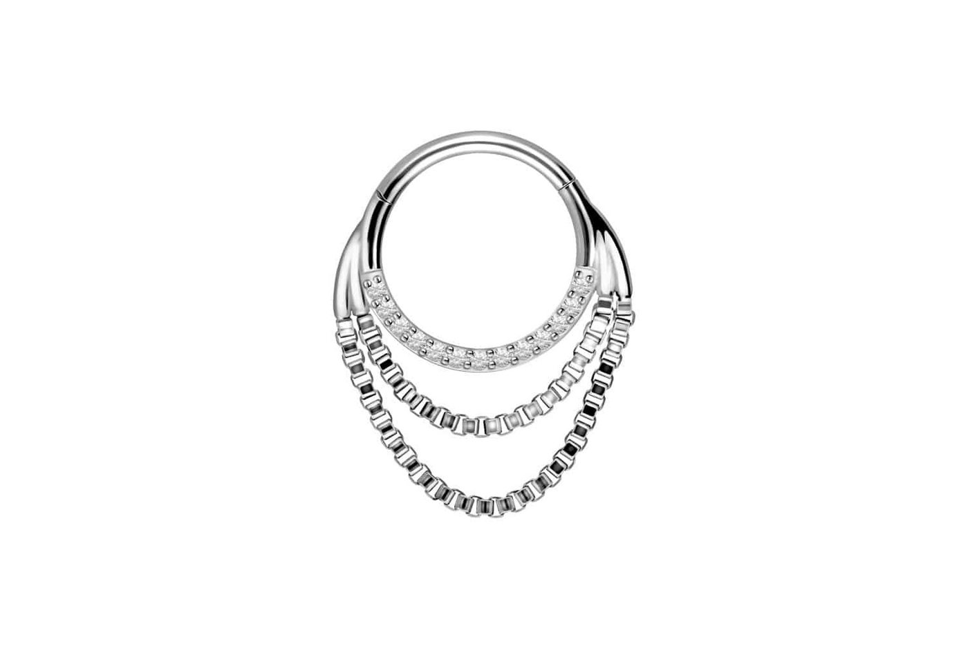 PIERCINGLINE Piercing-Set Chirurgenstahl Segmentring Clicker 2 KETTEN + EINGEFASSTE KRISTALLE (Clicker / 1 Stk) von PIERCINGLINE
