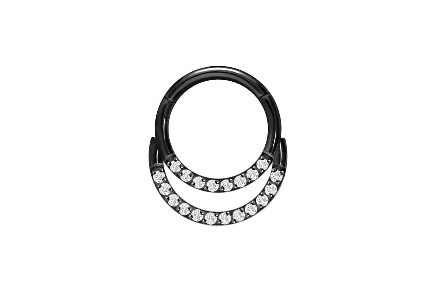 PIERCINGLINE Piercing-Set Chirurgenstahl Segmentring Clicker 2 RINGE + EINGEFASSTE KRISTALLE (Clicker / 1 Stk) von PIERCINGLINE