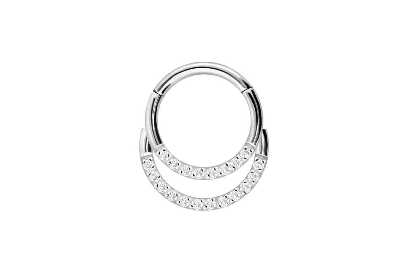 PIERCINGLINE Piercing-Set Chirurgenstahl Segmentring Clicker 2 RINGE + EINGEFASSTE KRISTALLE (Clicker / 1 Stk) von PIERCINGLINE