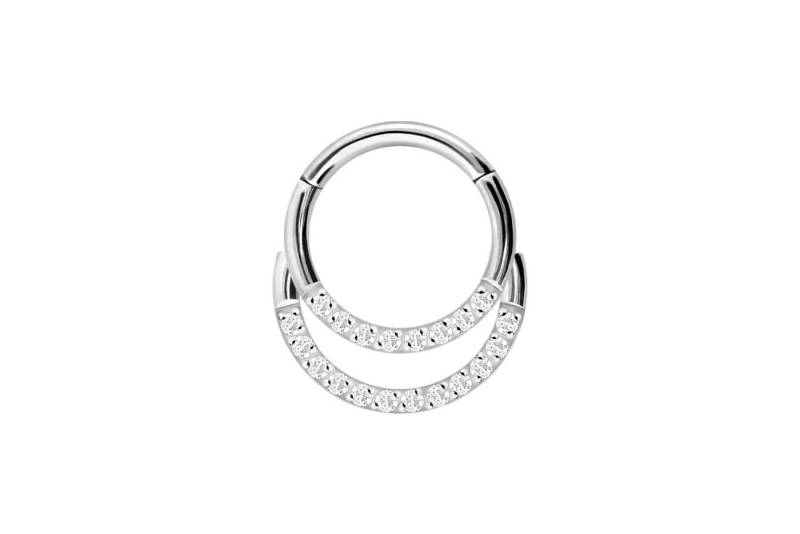 PIERCINGLINE Piercing-Set Chirurgenstahl Segmentring Clicker 2 RINGE + EINGEFASSTE KRISTALLE (Clicker / 1 Stk) von PIERCINGLINE